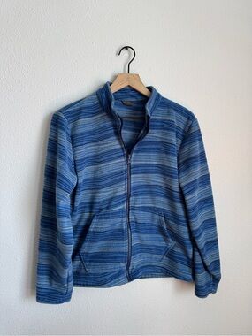 Eddie Bauer Blue Striped Fleece Jacket